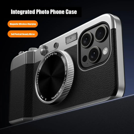 Funda Iphone 15 Pro Max Retro Bluetooth Camera Magnetic Phone Case for Iphone 13 14 15 Pro Max Cosmetic Mirror Hard PC Cover