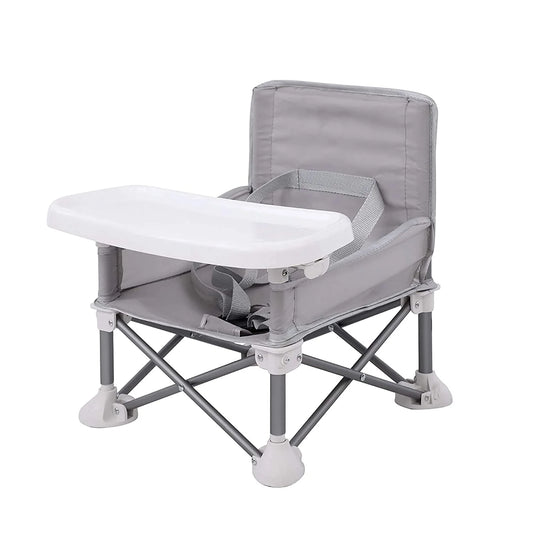 Ultimate Portable Baby Seat for Travel - Compact Fold with Straps for Indoor & Outdoor Adventures - Perfect for Camping, Beach, and Lawn Fun (Grey)